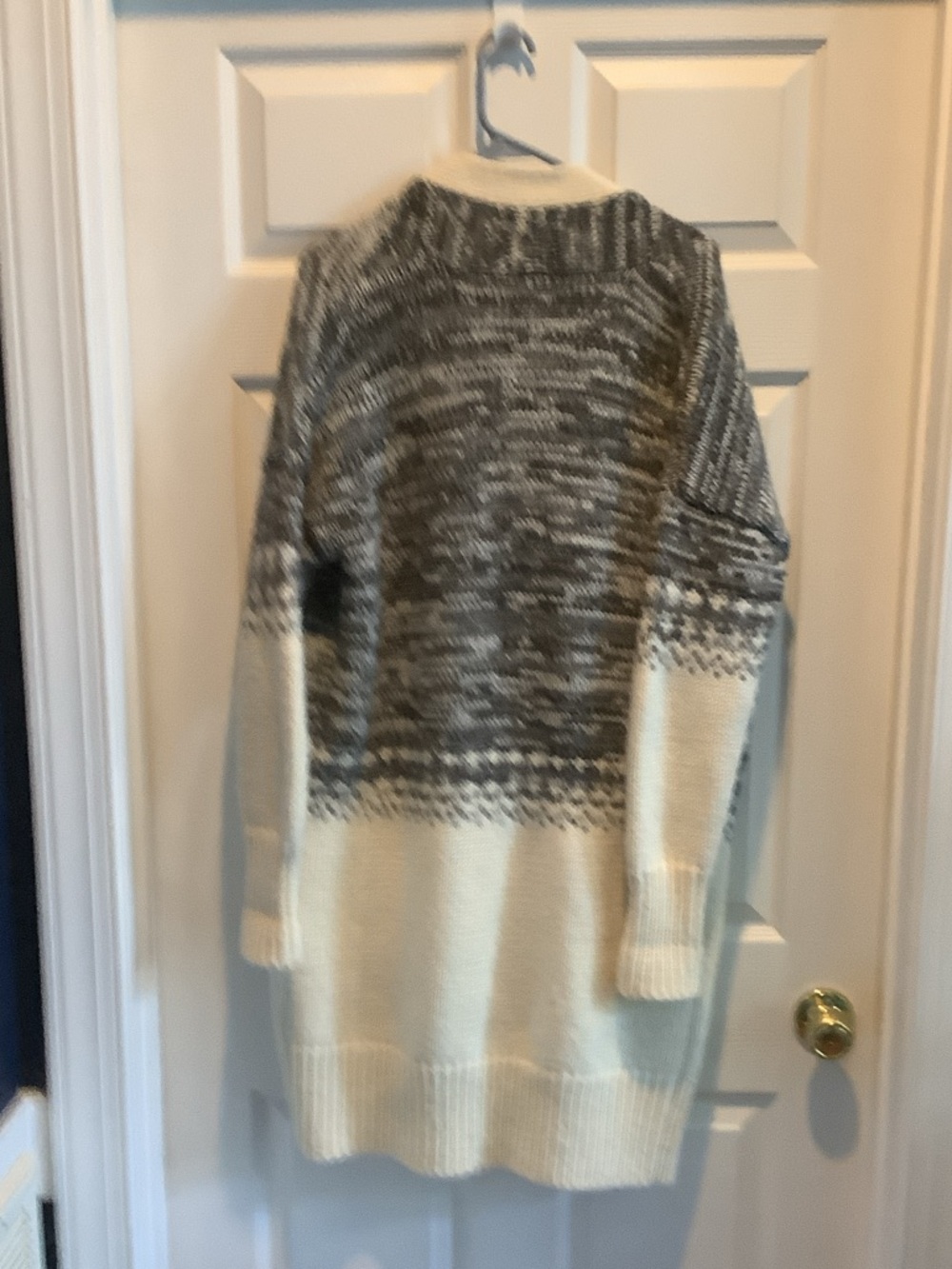 Banana‎ Republic Cream and Gray Open-Front Knit Cardigan, merino wool, alpaca - Picture 9 of 11
